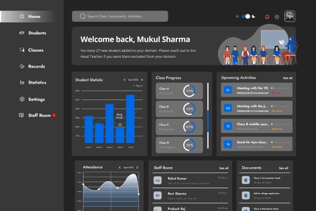 Admin dashboard UI