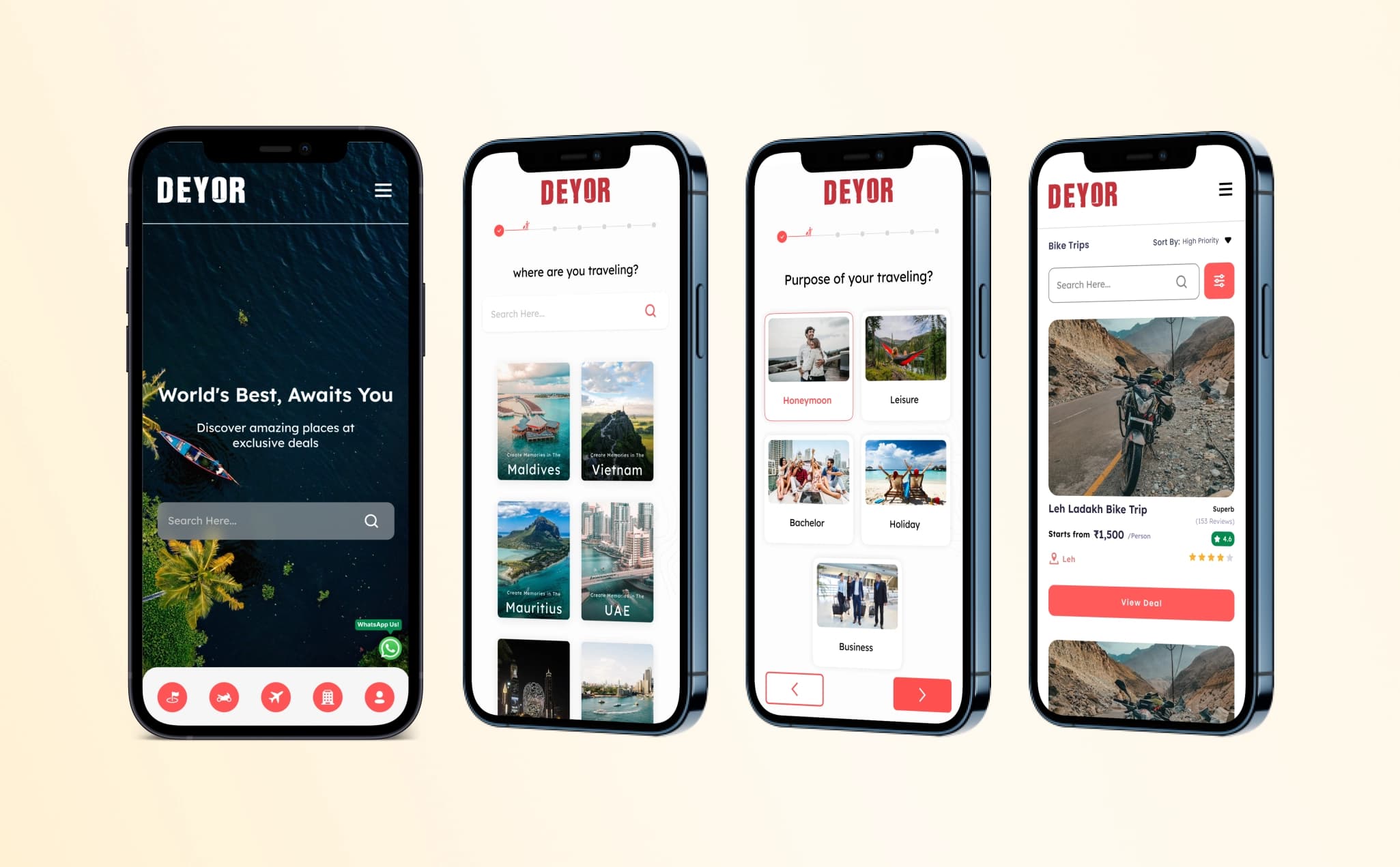 Travel app screen