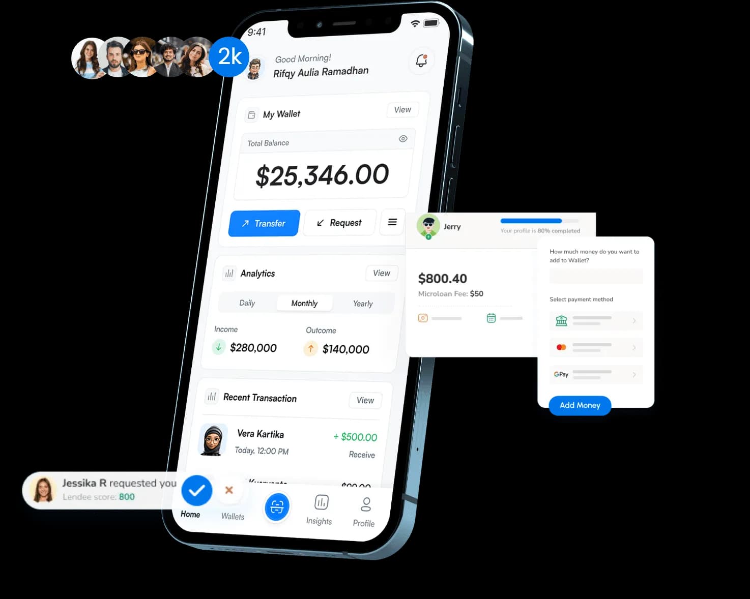 FinTech application interface showing secure payment processing, real-time transactions, and modern financial dashboard design