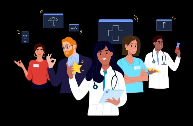 Illustration of a team of medical professionals